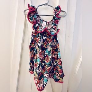 Tropical ruffle toddler dress